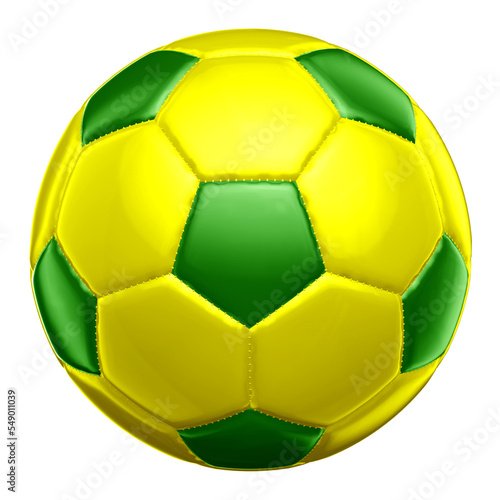 Bola de futebol 3d realista verde e amarela
