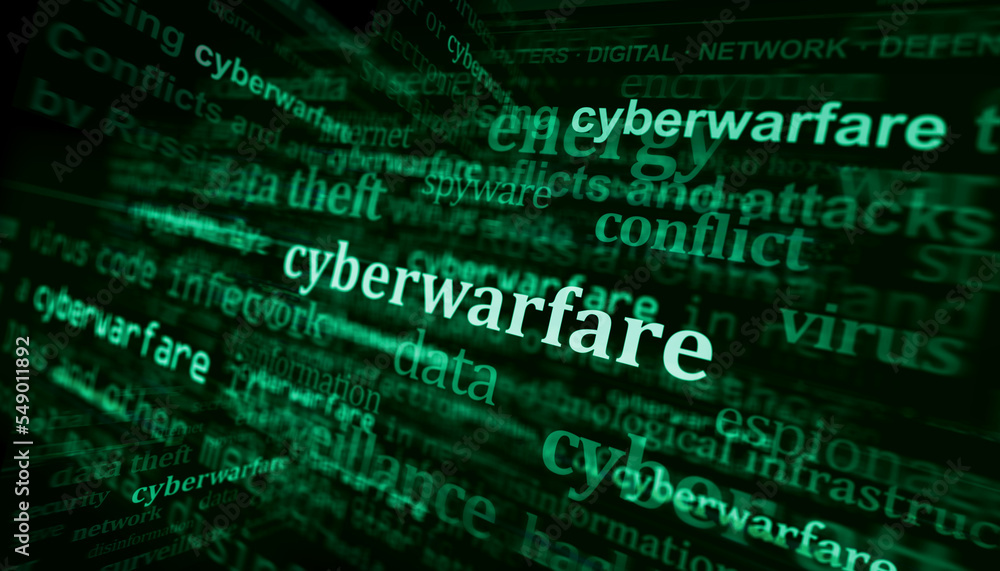Headline titles media with Cyberwarfare 3d illustration Headline titles media with Cyberwarfare 3d illustration