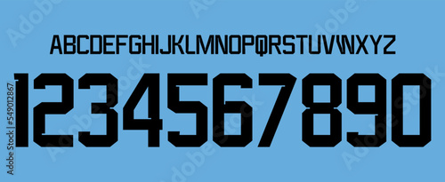 font vector team 2022 kit sport style font. football style font with lines and points inside. suarez. uruguay font world cup. sports style letters and numbers for soccer team photo