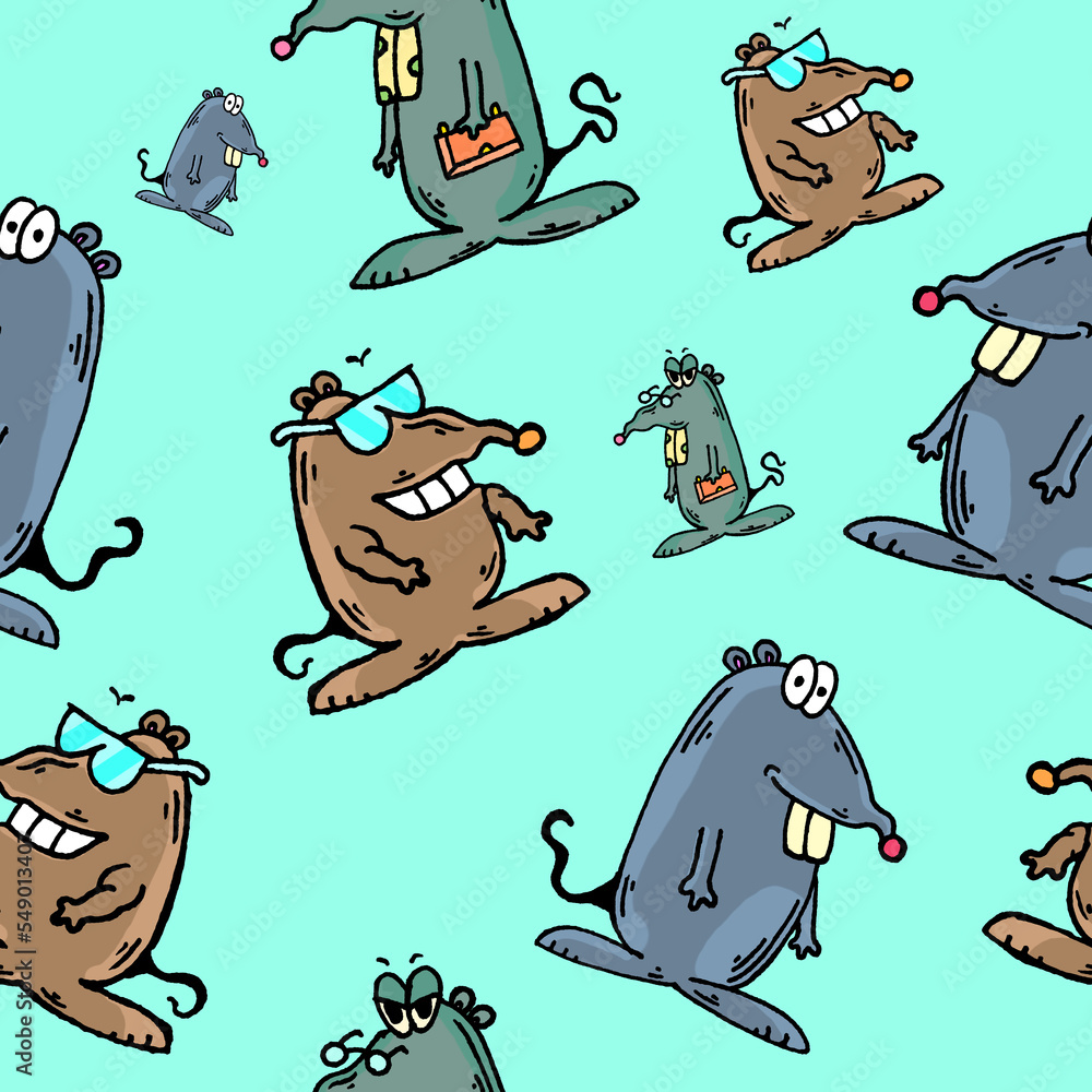Cartoon Rats Pattern Clipart ilustração do Stock | Adobe Stock