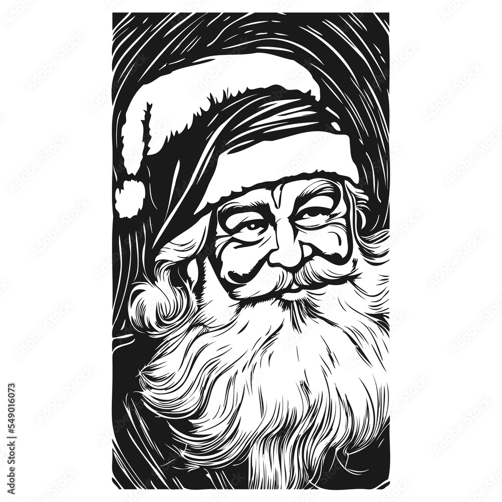 santa claus wallpaer vector black and white clip art Stock Vector