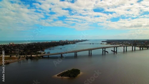 Wallpaper Mural Aerial Panning Beautiful View Of Bridges Over Rippled Sea Under Cloudy Sky - Daytona Beach, Florida Torontodigital.ca