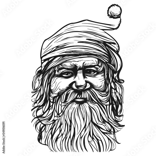 vintage santa claus hand drawn vector black and white clip art