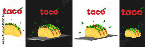 TACO LATINOAMERICAN FOOD MEXICA 
BANNER TACO BLACK AND WHITE BACKGROUND
LOGO TACO MEXICA