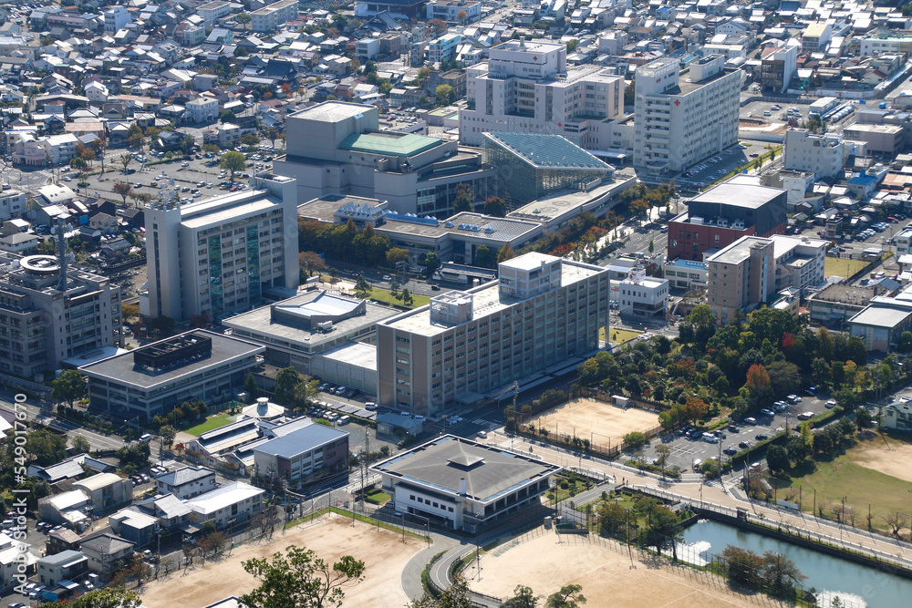 Naklejka premium 本丸跡からの眺望・南方面・鳥取城跡（鳥取県・鳥取市）