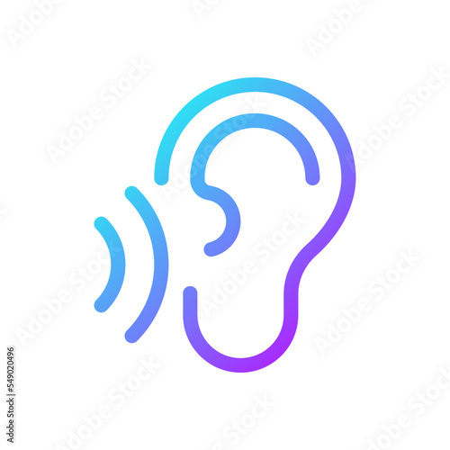 Listen pixel perfect gradient linear ui icon. Translator feature. Hear translation. Text spoken aloud. Line color user interface symbol. Modern style pictogram. Vector isolated outline illustration
