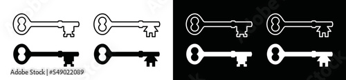 Key icon vector. House key or home key icon. Padlock key in flat ad outline style. Key with house symbol logo design, vector illustration