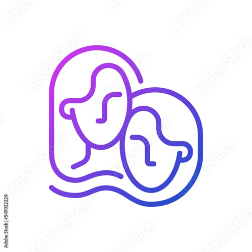 Twins pixel perfect gradient linear vector icon. Constellation sign. Element of modern zodiac system. Dual personality. Thin line color symbol. Modern style pictogram. Vector isolated outline drawing