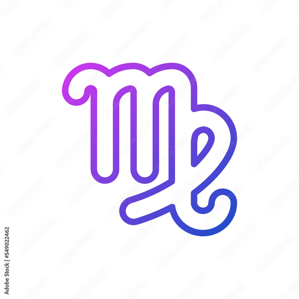 Virgo pixel perfect gradient linear vector icon. Earth sign of zodiacal constellations. Astrological maiden. Thin line color symbol. Modern style pictogram. Vector isolated outline drawing Virgo pixel perfect gradient linear vector icon. Earth sign of zodiacal constellations. Astrological maiden. Thin line color symbol. Modern style pictogram. Vector isolated outline drawing