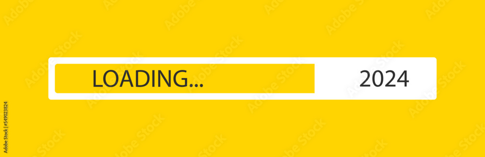 Loading bar for 2024 goal planning business concept, vector illustration for graphic design. New year goal idea concept. Loading bar for 2024 goal planning business concept, vector illustration for graphic design. New year goal idea concept.