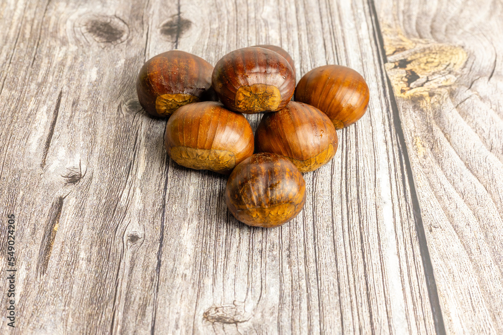 Chestnut thorns shell, in natural autumn environment.
