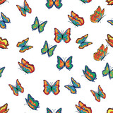 Bright multicolored butterflies seamless pattern. Wallpaper, background, children party, craft paper