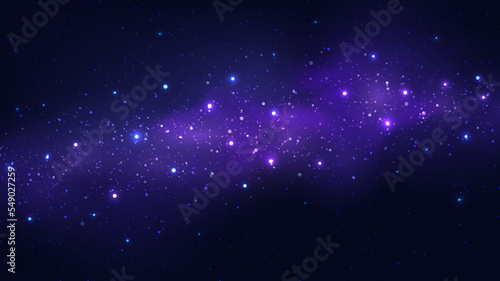 Abstract blue night space cosmos background with nebula and shining star