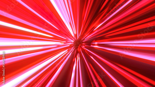 Abstract hyperspace background. Motion. Speed of light, neon glowing rays and stars in motion.