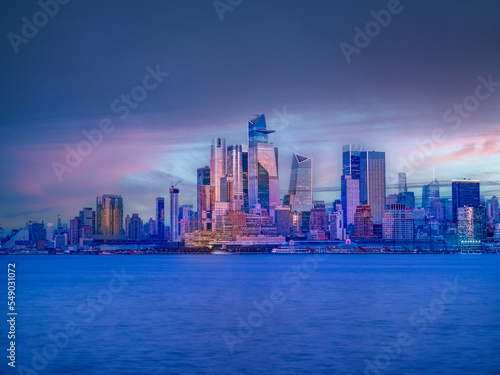New York City cityscape skyline at sunset © nadirco