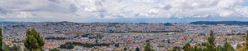 The abandoned old airport and cityscape of Quito, the capital of Ecuador