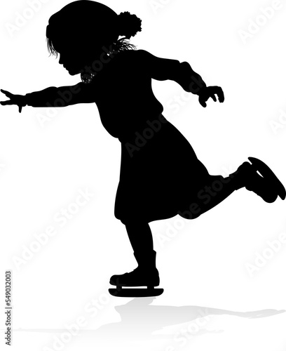 Silhouette Child Ice Skatin...