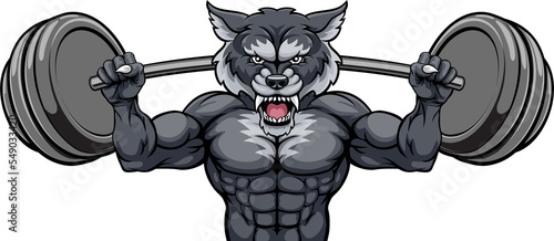 Wolf Mascot Weight Lifting ...