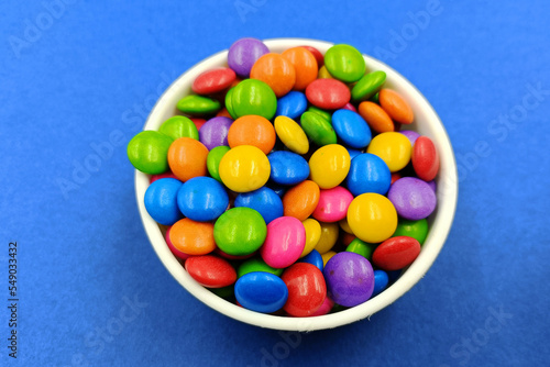 Chocolate Candy Gems on blue