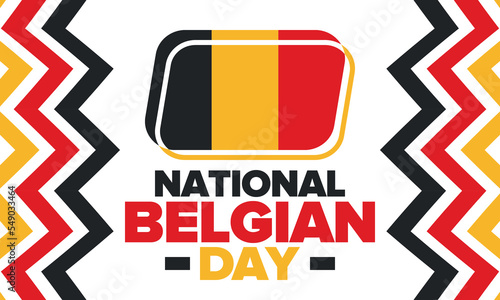 Belgian National Day. Belgium Independence day. Annual holiday in Belgium, celebrated in Jule 21. Patriotic design. Poster, greeting card, banner and background. Vector illustration