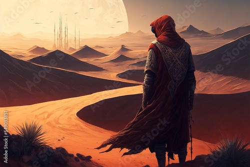 Obraz na płótnie Wanderer travel to the desert city