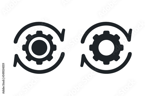 Gear engine with reload, refresh icon. Workflow, processing concept. Illustration vector