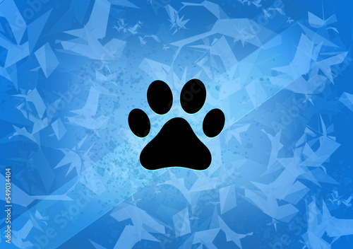 Valokuva Dog or cat paw print aesthetic abstract icon on blue background