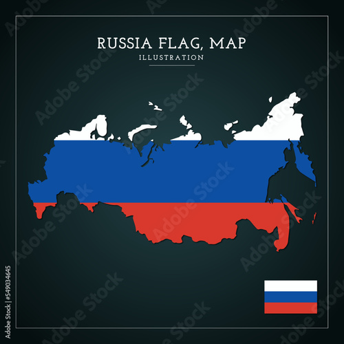 Russia flag map vector illustration