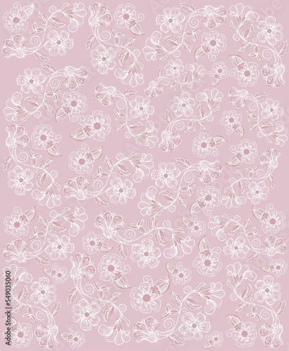 Cuadro en lienzo Background with leaves, bunches of flowers, butterflies, , baby fashion, rapport