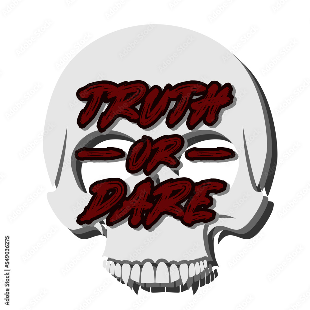 Truth Or Dare Party Game Logo With Skull Background Vector Design Stock