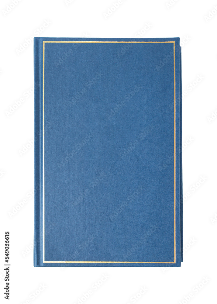 Dark blue book isolated on white background. Blank book cover with place for text or image. Dark blue book isolated on white background. Blank book cover with place for text or image.