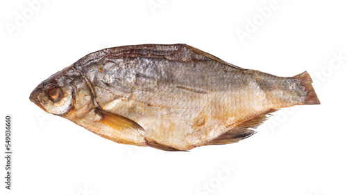 Dried bream isolated on white background. Dried fish for beer.