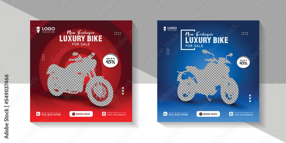 Motorcycle Banner New Motorcycle/Bike sale Social media and Bike riding social media post and
