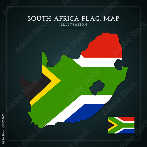 South Africa Flag Map Vector Illustration