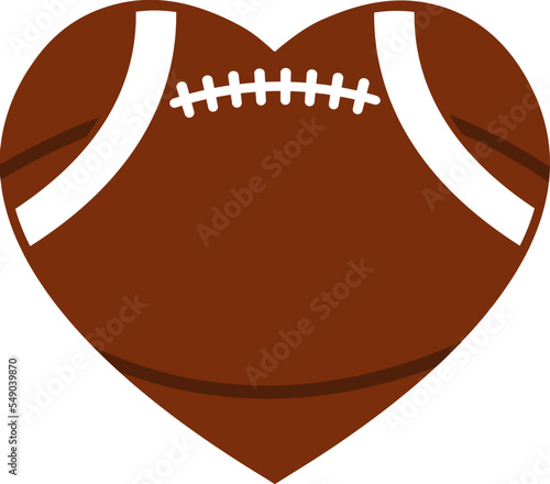 Brown football heart flat icon isolated illustration