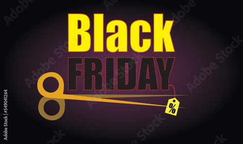 Black Friday with ticket and scissors