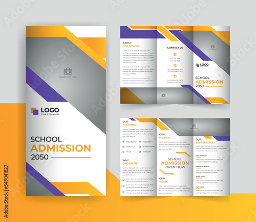 Creative kids school admission education trifold template design