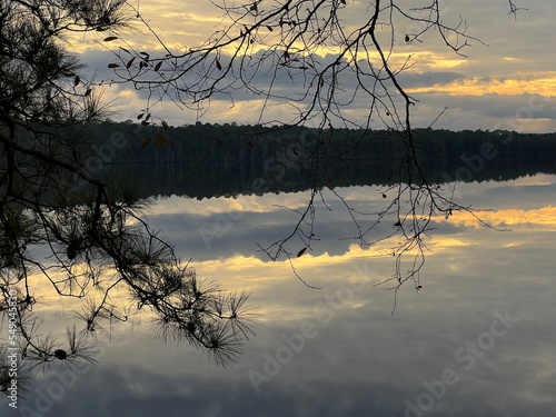 Sunset at Lake Juniper, Cheraw state park, South Carolina, USA