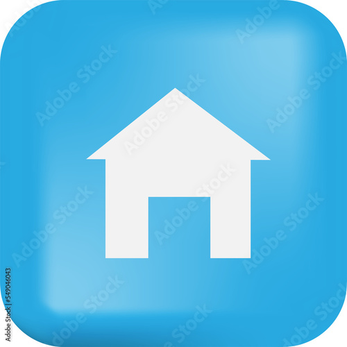 Home icon on blue button. Real estate, construction concept.