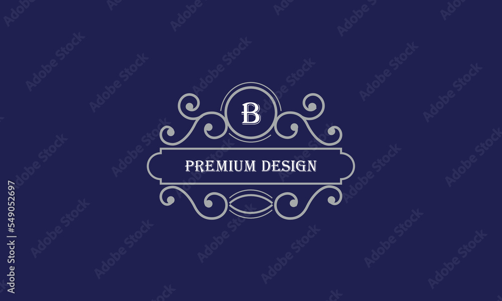 Vector logo design with place for text and initial B. Elegant monogram for restaurant, clothing brand, heraldry, business