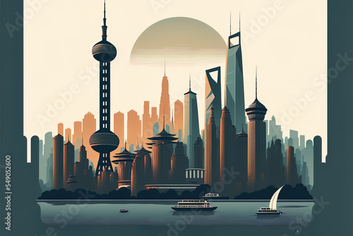 Wallpaper Mural Shanghai Skyline