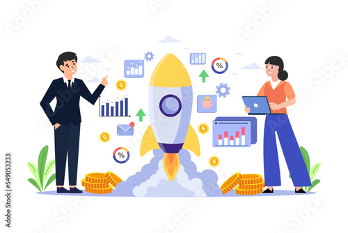 Starting a new business, Startup business, entrepreneurial concept Vector illustration
