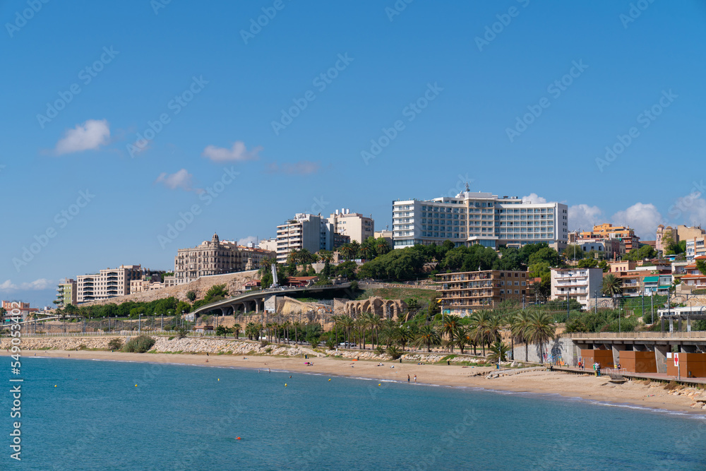 Tarragona Spain spanish city on the coast with blue Mediterranean sea