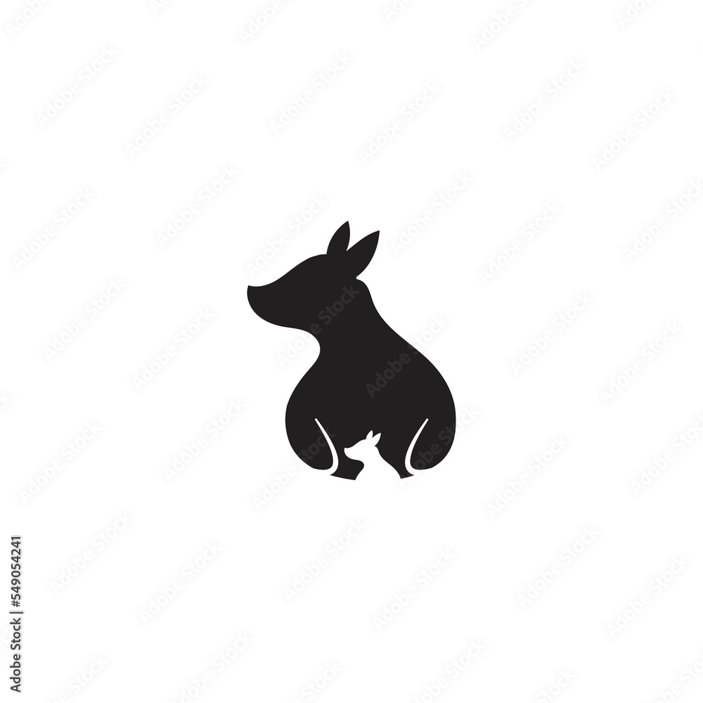 Kangaroo and baby kangaroo mascot logo vector template
