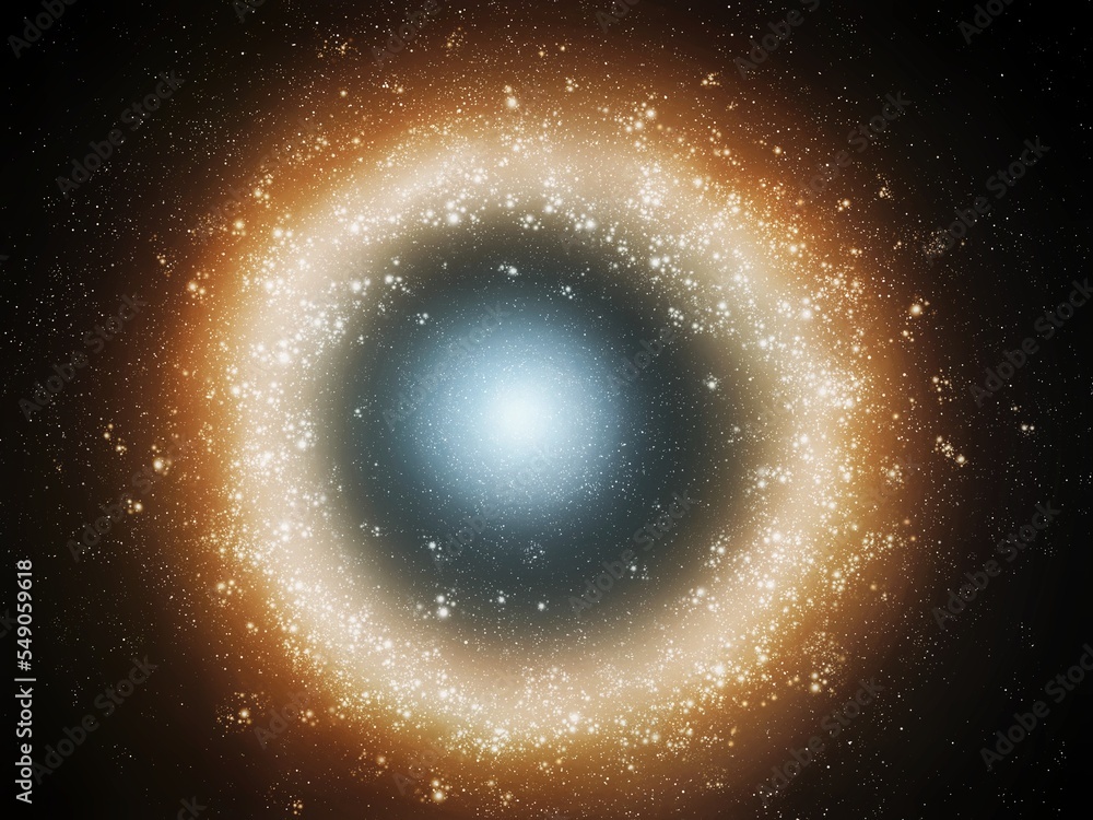 Obraz premium Elliptical galaxy in bright color. Spectacular alien galaxy with star clusters and stardust. Sci-Fi background, beauty of the universe.