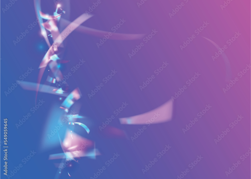 Obraz premium Cristal Confetti. Blur Multicolor Serpentine. Digital Foil. Transparent Texture. Hologram Glare. Blue Metal Effect. Modern Art. Retro Banner. Pink Cristal Confetti