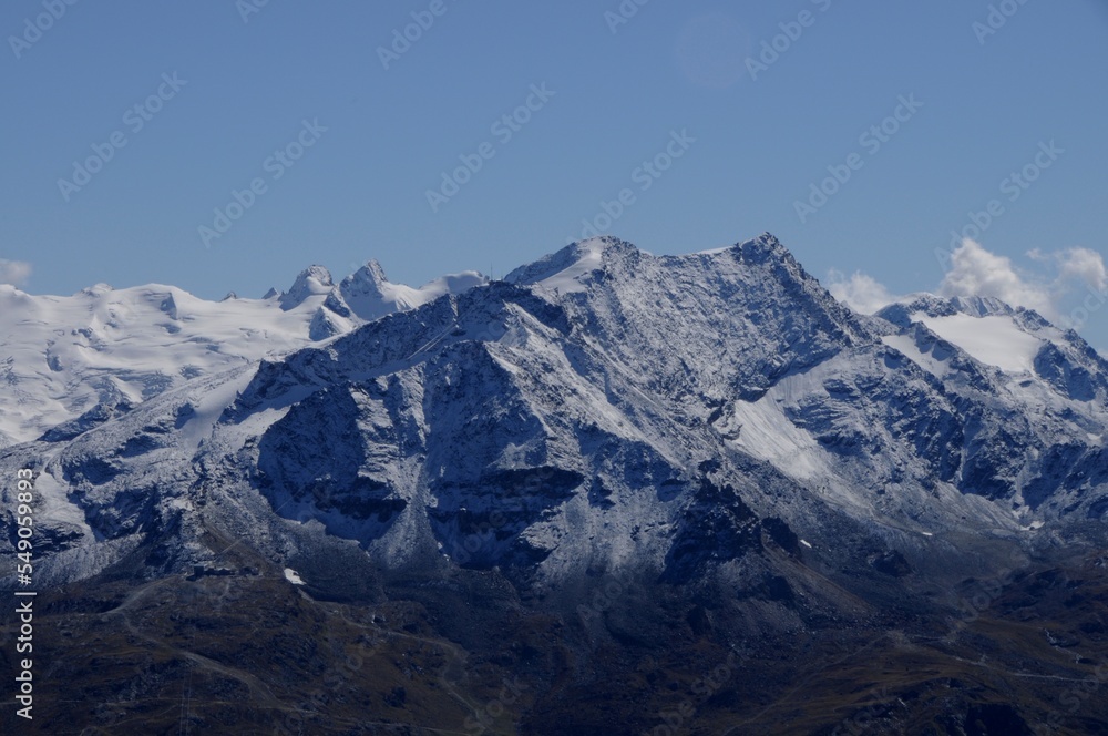 Switzerland: The panoramic view from Piz Nair above St. Moritz in the Upper Engadin