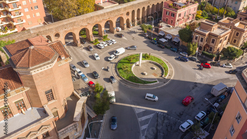Photos Aerial view on a roundabout of Lodi square located in Rome, Italy