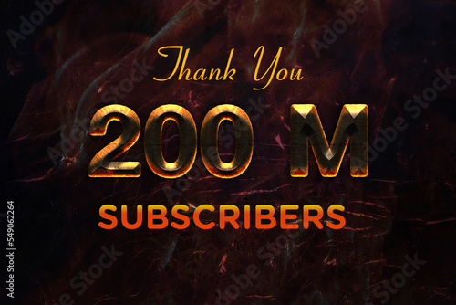 200 Million subscribers celebration greeting banner with Hot iron Design