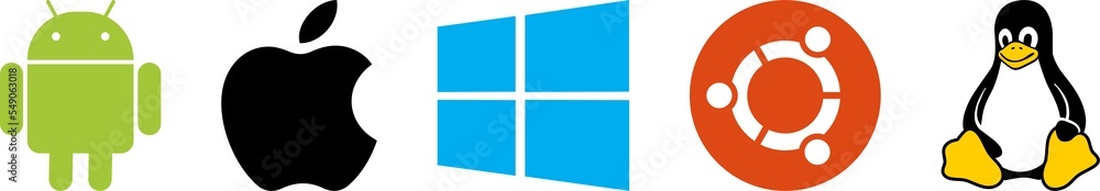 Set of top brand operating system logos. Android, Mac Os, Windows. PNG ...